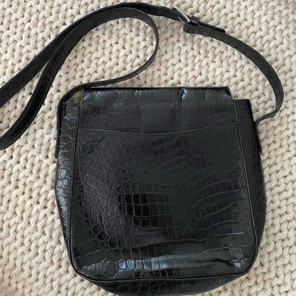 Black Snakeskin Leather Crossbody purse